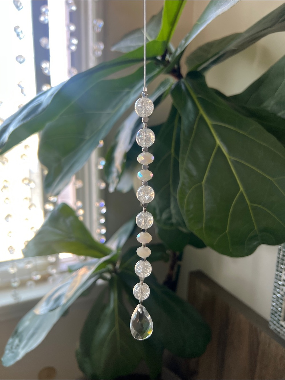 Clear Crystal Sun-catcher/ Car Ornament and Teardrop Hanging Accent - Clear